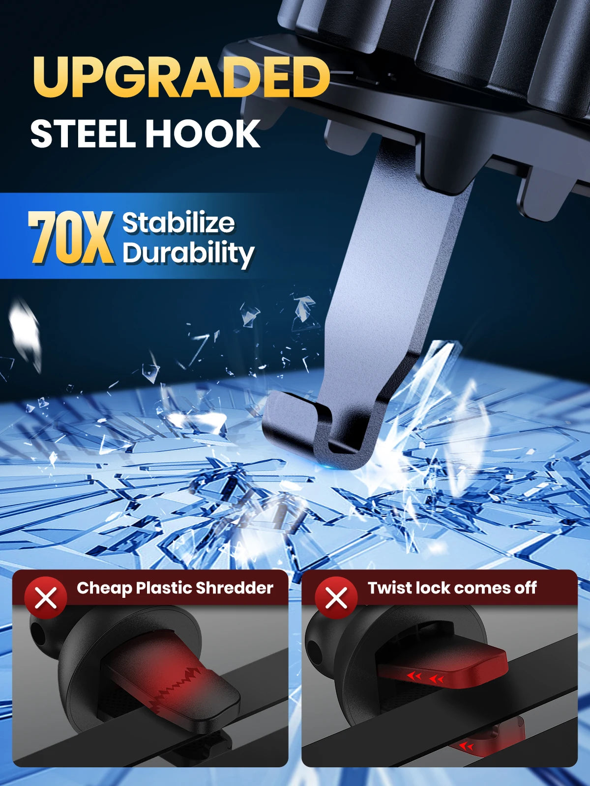 TOPK Magnetic Phone Car Mount Phone Holder for Cars Air Vent Upgrade Hook Clip Car Phone Holder with Strongest Magnet for Phones