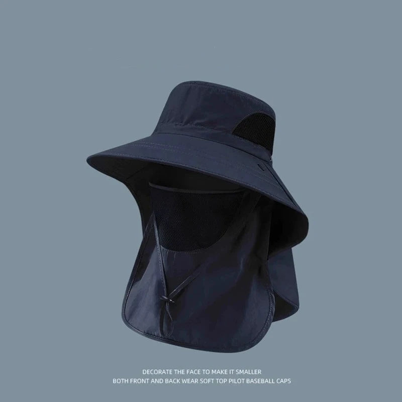 Summer Sun Hats UV Protection Outdoor Hunting Fishing Cap For Men Women Hiking Camping Visor Bucket Hat Neck Flap Fisherman Hat