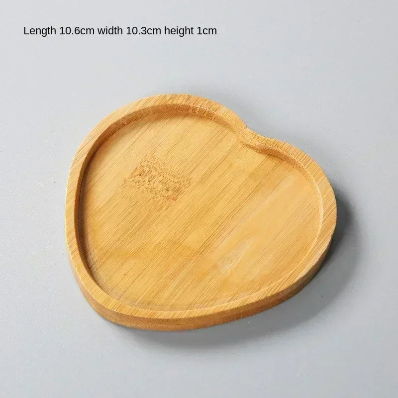 Multi Bamboo Tray Wood Saucer Flower Pot Tray Cup Pad Coaster Plate Kitchen Decorative Plate Creative Coaster Coffee Cup Mat