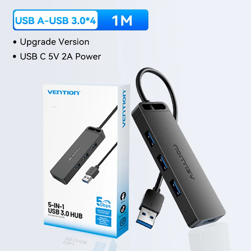 Vention USB Hub High Speed 4 Ports Multi USB 3.0 to USB 3.0 Hub Splitter Adapter for MacBook Pro iPad Pro Xiaomi Lenovo USB Hub