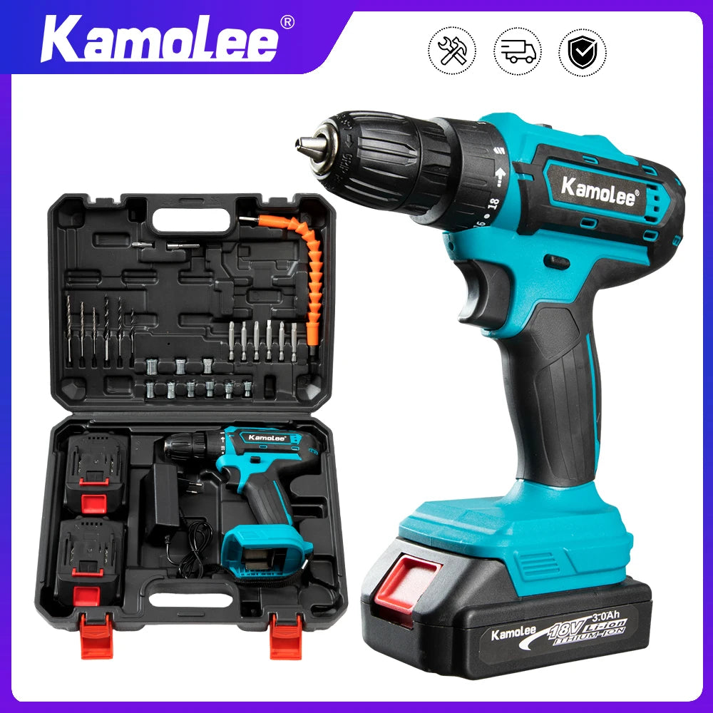 Kamolee 10mmElectric hand drill impact drill household small pistol drill multifunctional rechargeable electric screwdriver tool