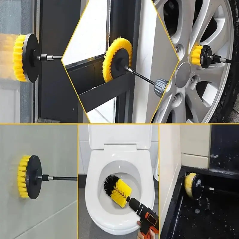 7pcs Moving Brush Head, Electric Cleaning Brush, Yellow 7-piece Set, Electric Drill Brush Head Set Household Items