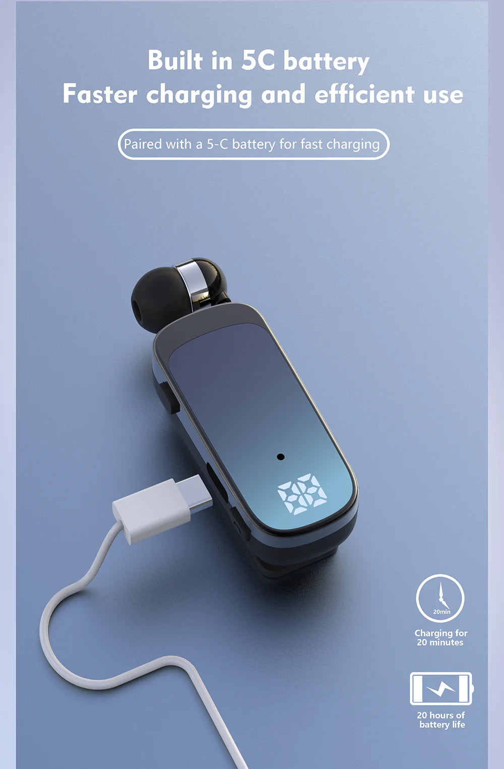 K65 20 Hours Work Time Mini Wireless Bluetooth Headset handsfree Call Remind Vibration Sport Clip Driver Earphone F920 K55 F580