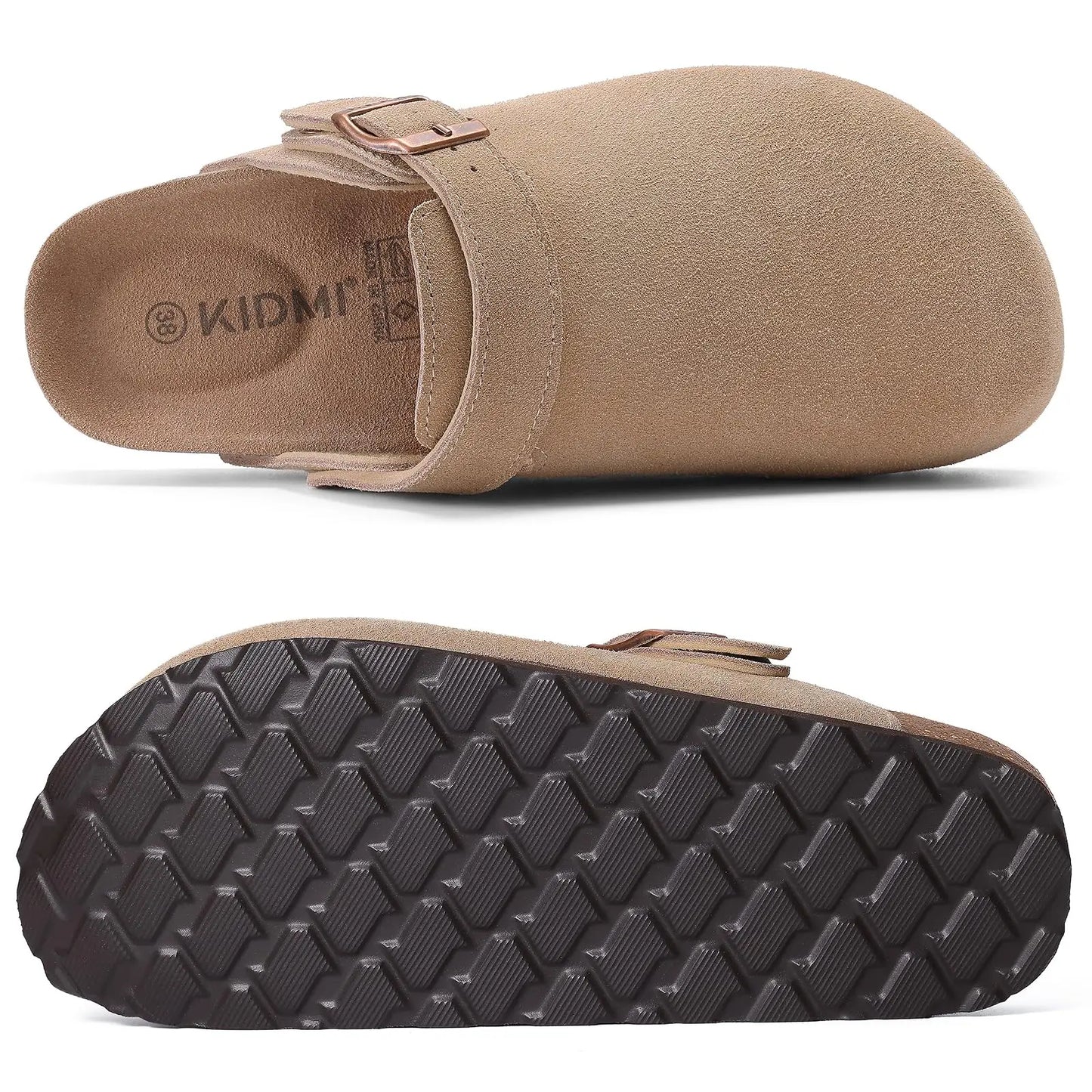 Asgard Women's Genuine Leather Clogs Soft Cork Footbed Cow Suede Mules With Adjustable Strap Fashion Comfort Slip on Slippers