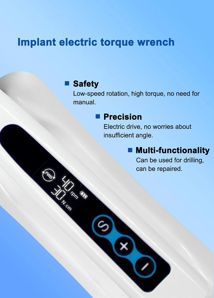 AZDENT Dental Implant Motor Electric Wireless Torque Driver Implant Torque Wrench with 16pcs Screwdrivers Contra Angle Motor