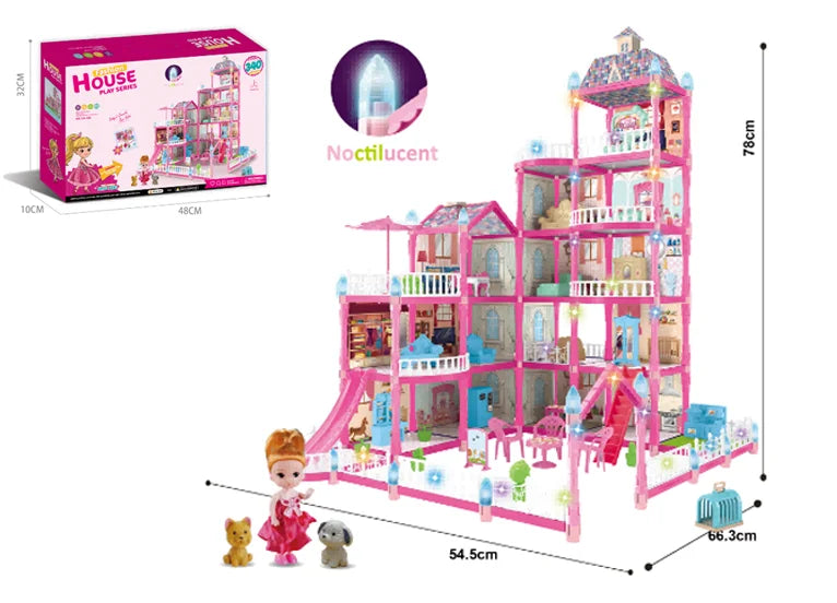 Girls Villa Castle Model Building Block Sets  DIY Bricks Toys  Doll house Villa Children Pretend Play Toys for Girls Gift