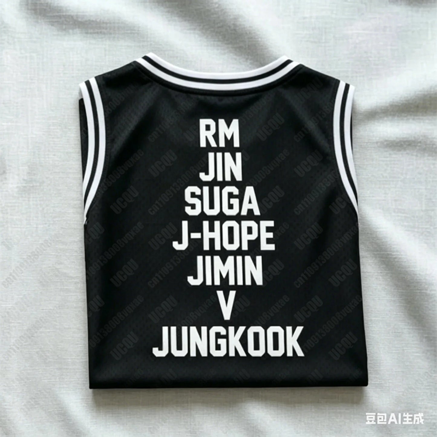 Members Number Basketball Tank Top Black White Striped Mesh Sleeveless Vest Kpop Army Concert Oversized Fan Sports Jersey