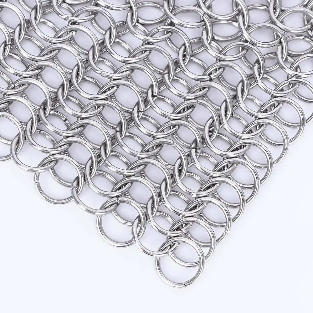 Bowl 10x10cm Cookware Wok Chainmail Circular Ring Square Scrubber Pan Brush Stainless Steel Kitchen Tool Cast Iron Cleaner
