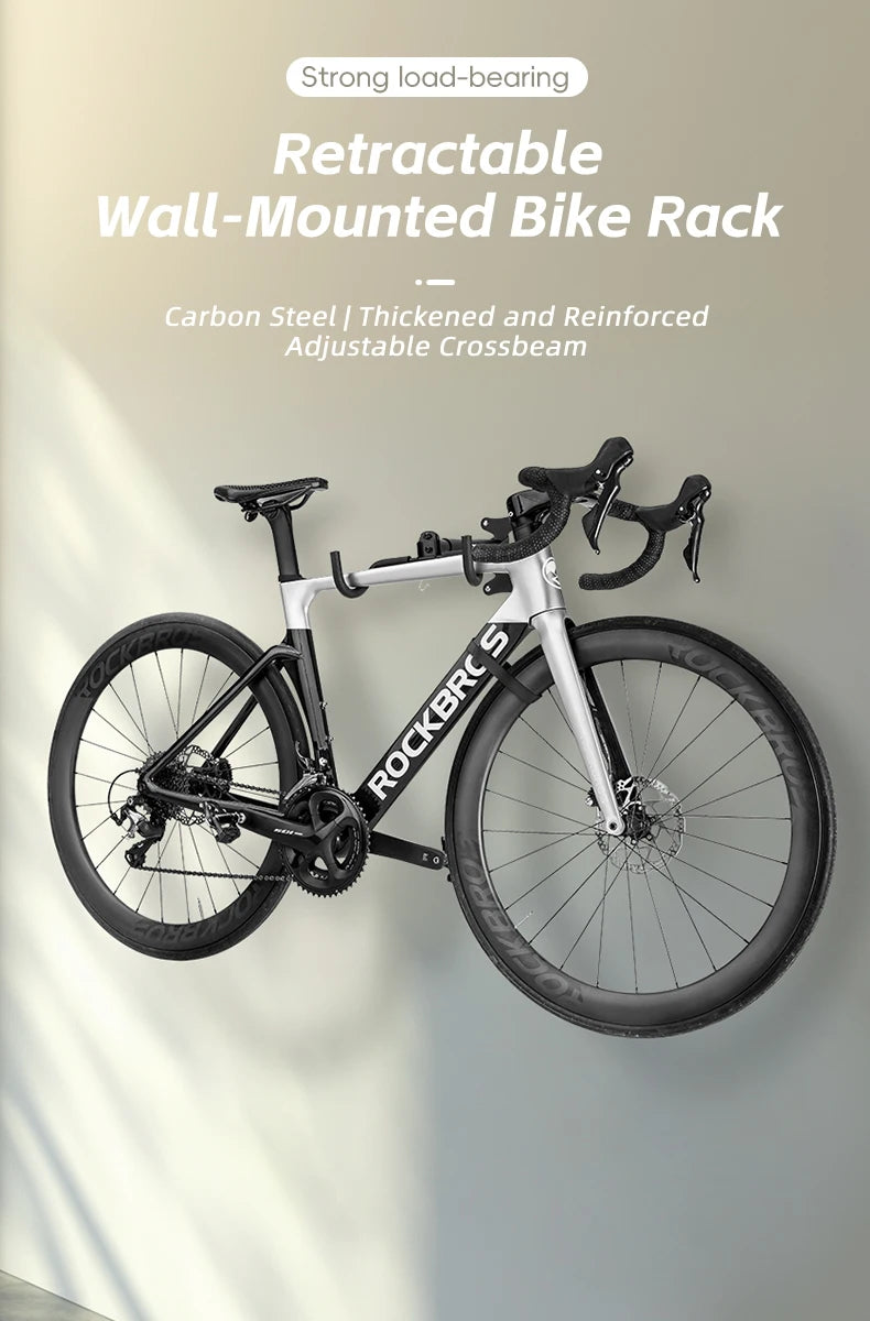 ROCKBROS Bike Rack Wall Mount Garage Home Adjustable Bicyle Rack Horizontal Bike Hook Thickened Reinforced MTB Road Bike Holder