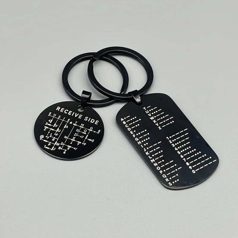 Morse Code Keychain, Double-Sided Alphanumeric Educational Tool, Stainless Steel Car Accessory, Unisex Gift for Radio Amateurs