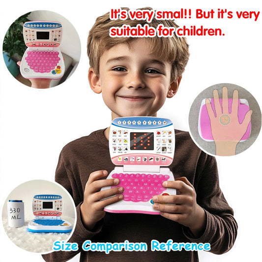 Electronic mini learning computer toy, alphanumeric music function, children's puzzle early education gift (excluding battery)