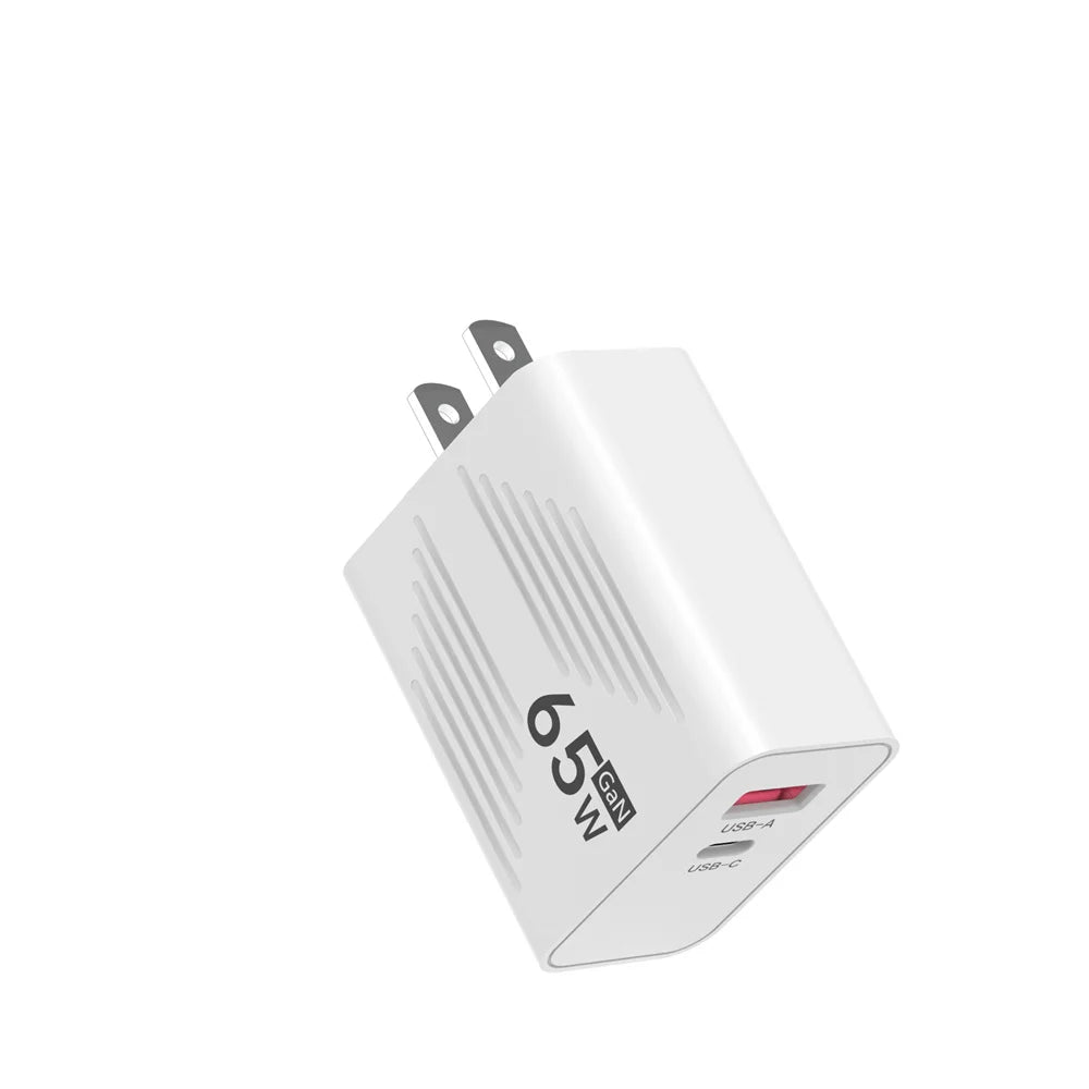 65W GaN USB C Fast Charger PD QC 3.0 Travel Wall Adapter with UK US EU Plug for iPhone Samsung Xiaomi Huawei Mobile Phone