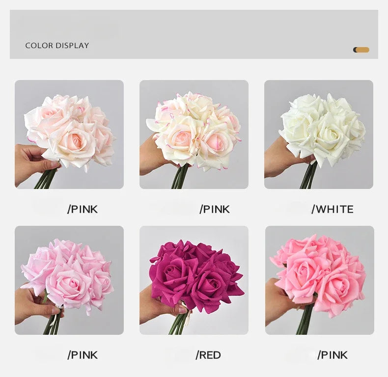 5 Head Curled Rose Bouquet with Artificial Moisture Sensation High-end Silk Flower Home Decoration Wedding Decoration