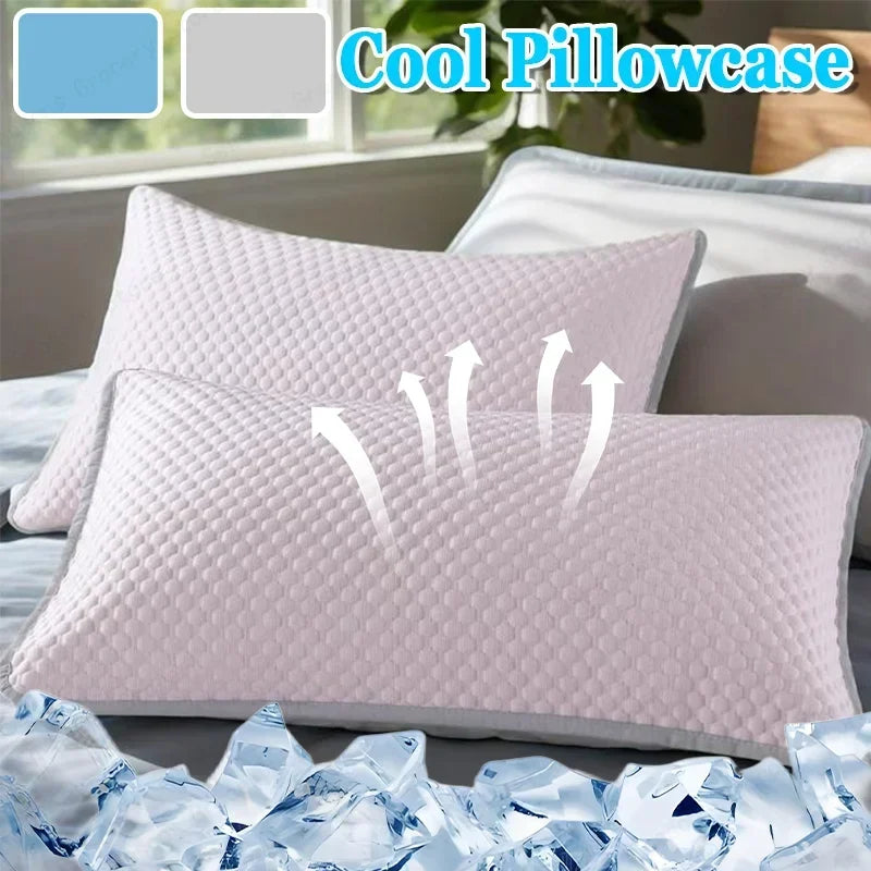Summer Cooling Pillowcase Solid Color Ice Bean Bean Pillowcase Cool Feeling Air Conditioning Cover Washable  (No Pillow) 48x74cm