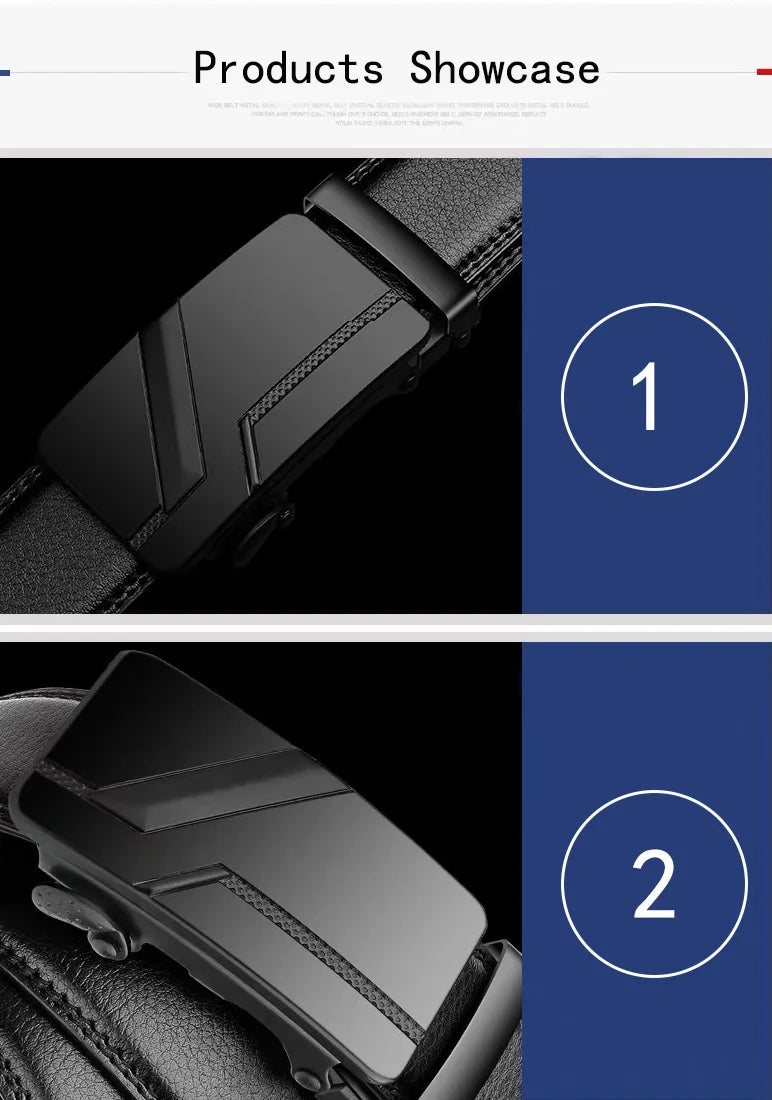 Men's High-Quality Belt 110cm 120cm 130cm Luxury Belt, Black Men's Automatic Buckle Jeans Men's Belt Suit Belt