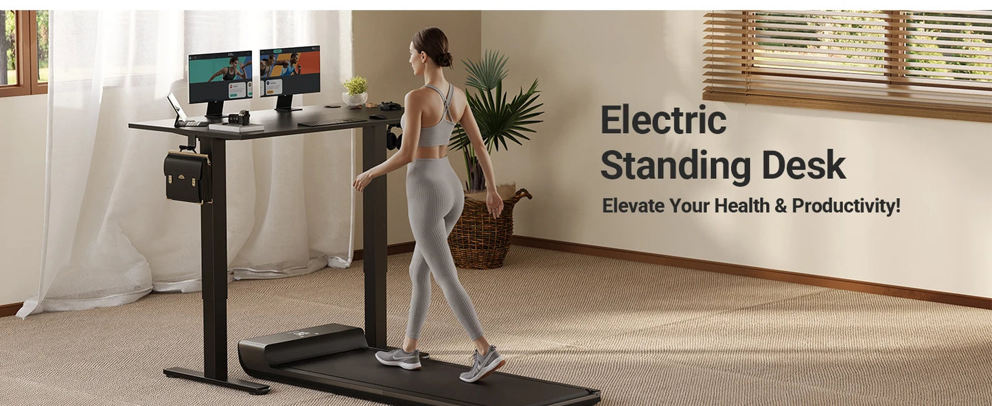 Standing Desk Adjustable Height, Electric Stand With Splice Board for Home Office Computer Workstation, Black