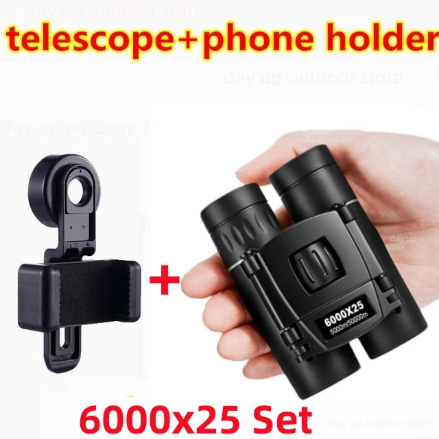 9000x25 HD Zoom Portable Powerful Binoculars Long Range BAK4 Telescope Jumelles Folding Optics for Outdoor Hunting Camping