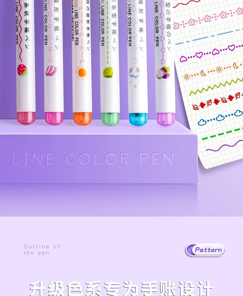 24/3 PCS Kawaii Flowers Line Shaped Highlighter Pens Roller Tip Curve Liner Marker for Writing Journaling Drawing Stationery
