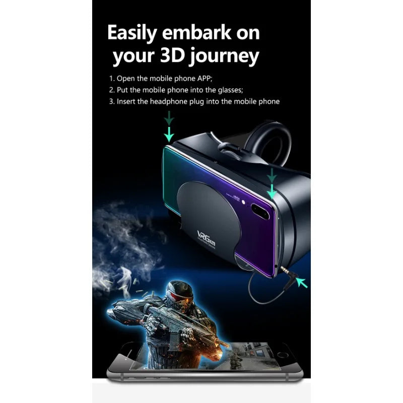 VR Glasses Virtual Reality 3D VR Glasses Google Cardboard Headset for Use with Smartphone Android Virtual Glasses with Gamepad