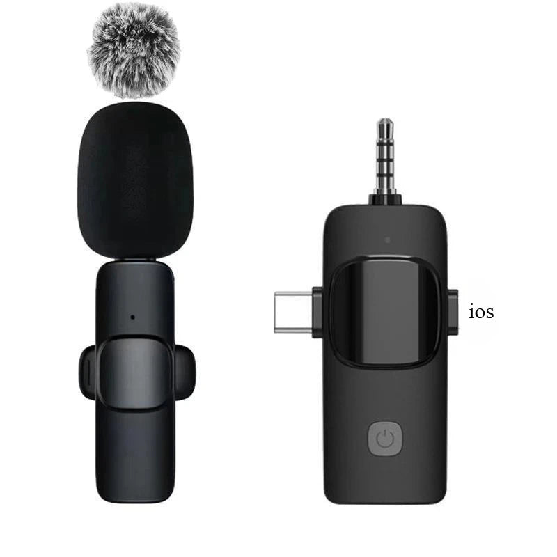 Wireless Lavalier Microphone 2.4G Mini Portable Audio Video Recording Mic for iPhone Android Live Broadcast Gaming