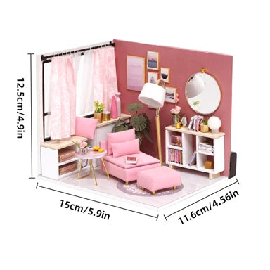 Wooden Mini Doll House Assembled Model Building Small House Kit 3D Puzzle Toys Bedroom Decoration With Furniture Gifts Dollhouse