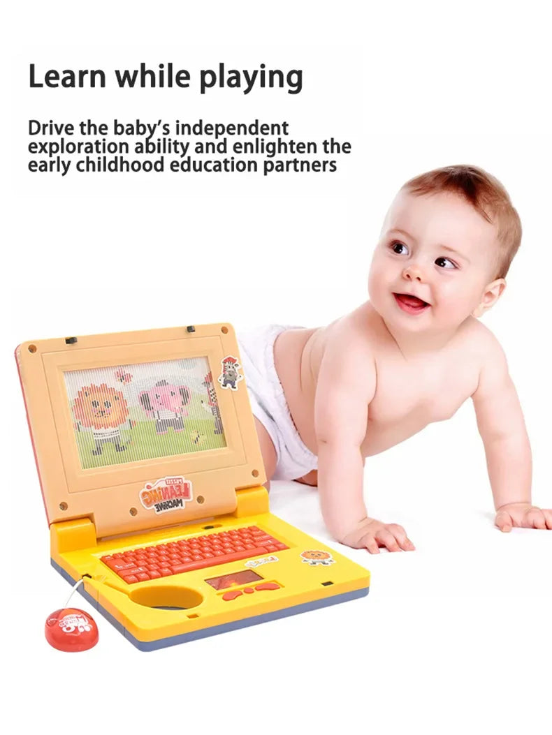 Toddler Puzzle Learning Machine Cartoon Fake Laptop with Light Music Mouse Simulation Computer Enlightening Toys Birthday Gifts