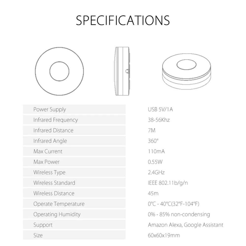 Tuya Smart Wifi RF IR Remote Control Smart Home for Air Conditioner ALL TV LG TV Support Alexa Google Home