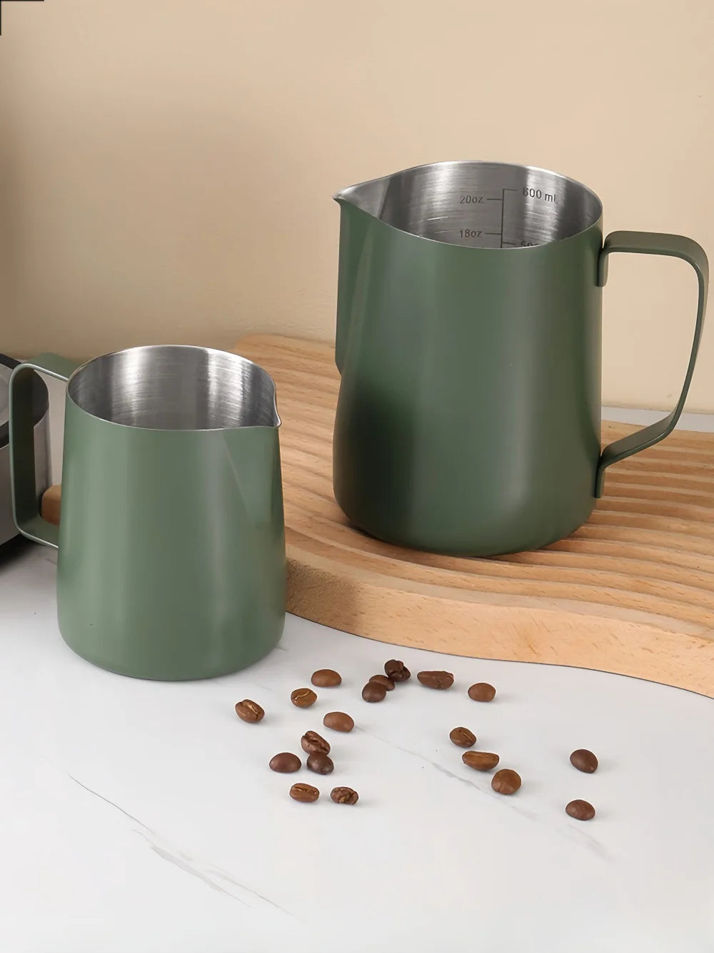 350/600ML Coffee Milk Frothing Pitcher Jug 304 Stainless Steel Precise Scale High Quality Latte Barista Professional CafeUtensil