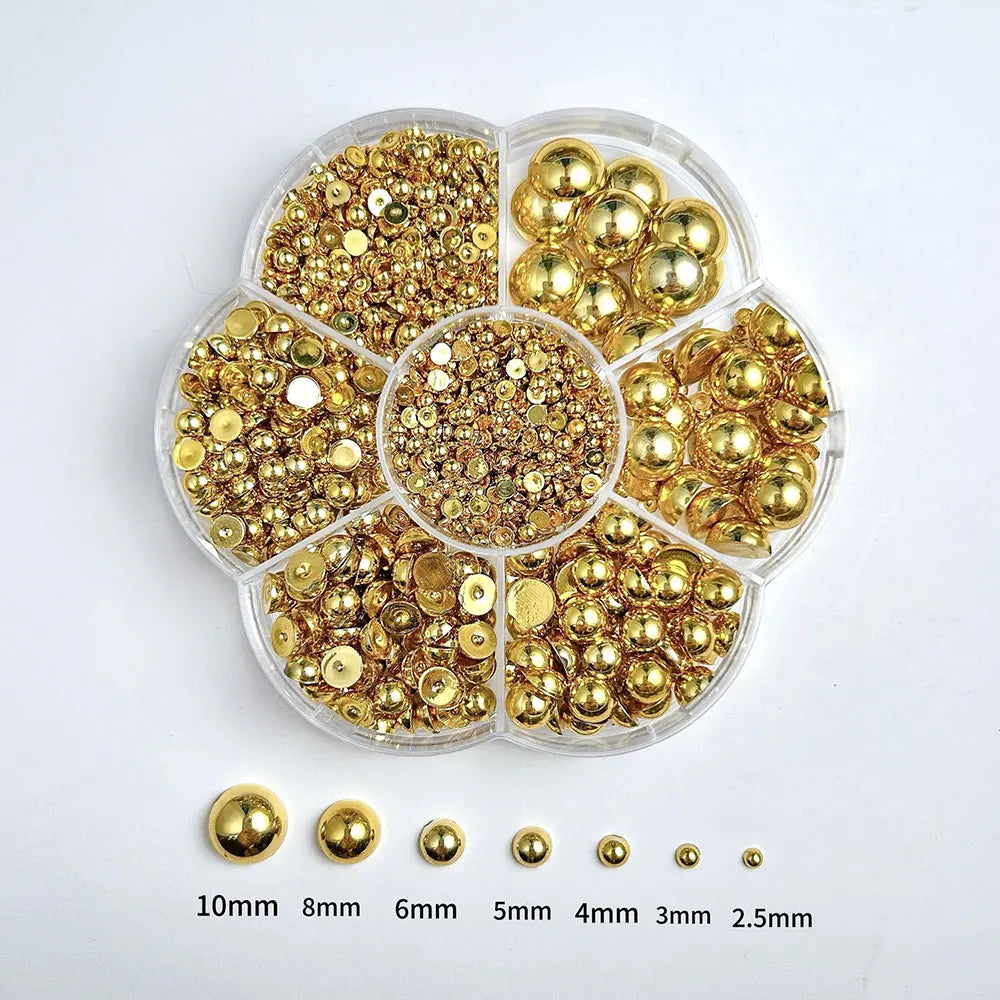 1box 3D Flower Bow Nail Art Decorations Kit Pink/White Acrylic Floral/Peal Beads Nail Charm with Wax Pen/Tweezer 4/6mm Nail Part