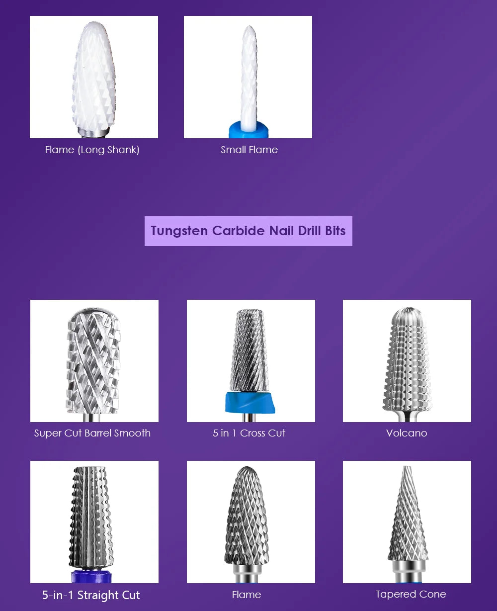 LadyMisty Ceramic Nail Drill Bit Milling Cutter For Manicure Pedicure Nail Files Buffer Nail Art Equipment Accessory