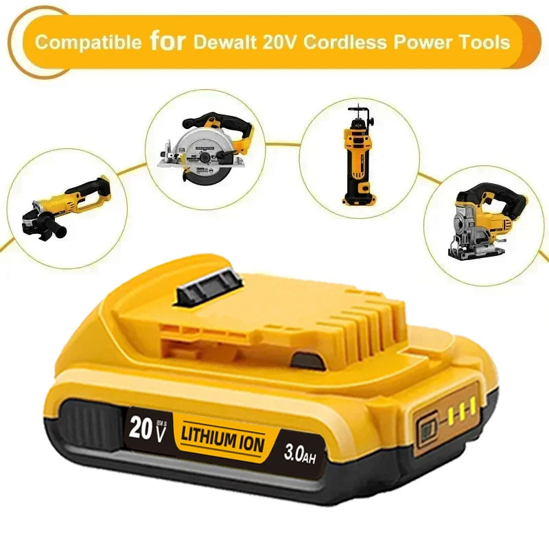 3.0Ah for Dewalt original 20V rechargeable tool battery DCB200 DCB201 DCB206 18V 20v 3AH .For Dewalt 18V 20V tool battery