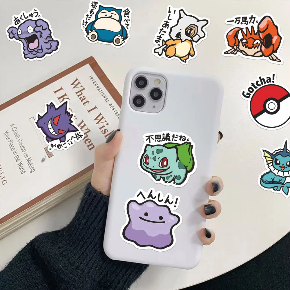 56PCS Cute Anime Pokemon Stickers Cartoon Pikachu Graffiti Sticker for Laptop Motorcycle Stationery DIY Kids Toys Decoration