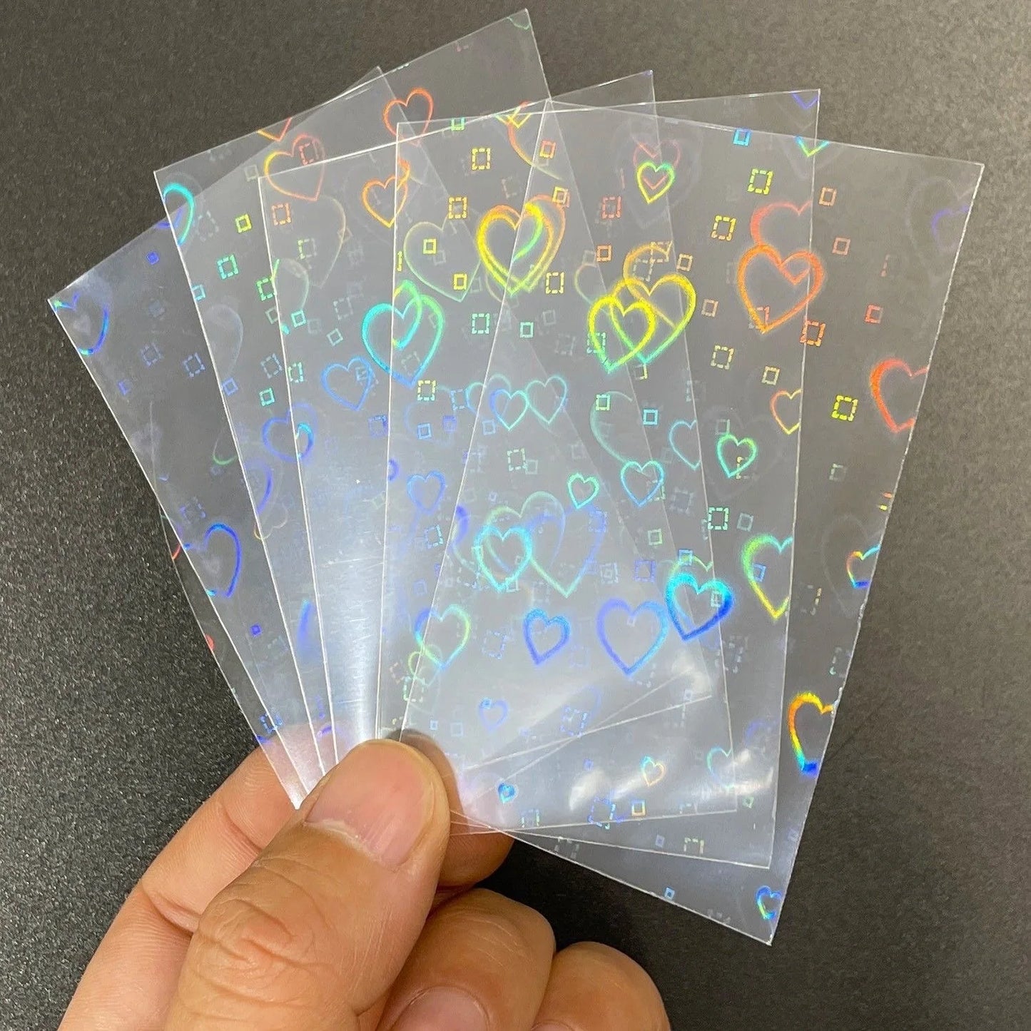100PCS Holographic Card Sleeves photcard Protector 65x90mm for Magic TCG gaming cards, Anti-Scratch Glittering Foil Film