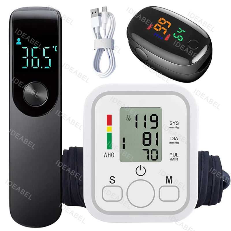 LCD Portable Health Care Pulse Meter BP Monitor Automatic Digital Arm Blood Pressure Monitor Tonometer Meter Sphygmomanometer