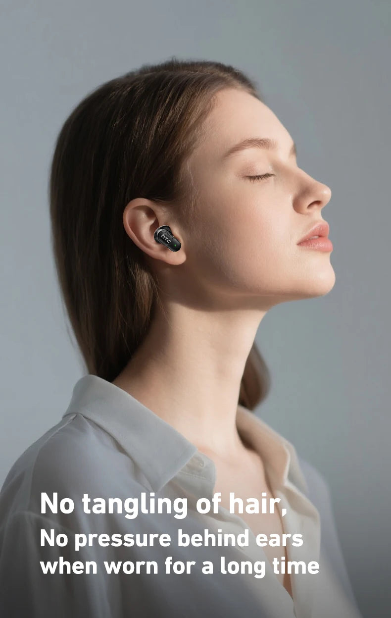 HTC NE51 Bluetooth Earphones TWS Mini EarBuds Sports Wireless Headphones Smart Noise Reduction Earbuds Green Black