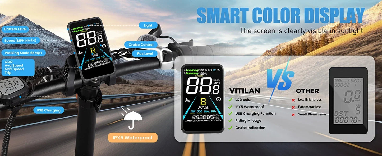 VITILAN V3 2.0 Electric-bicycle For Adults 750W Folding E-Mountain bike 48V13AH 20 inch Fat Tire Off Road Electric Bike