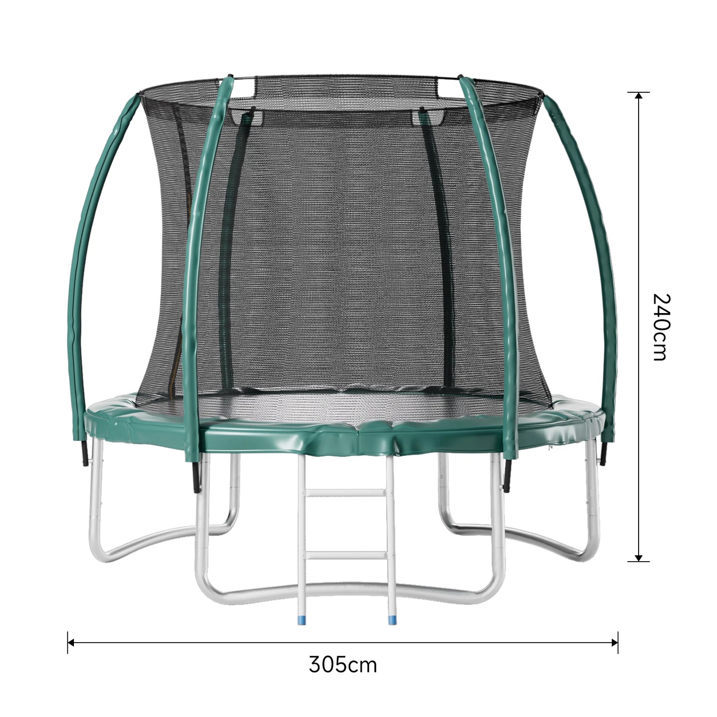 Voltsify 10FT Outdoor Enclosure Trampoline with Ladder, 305cm Dia x 240cm H