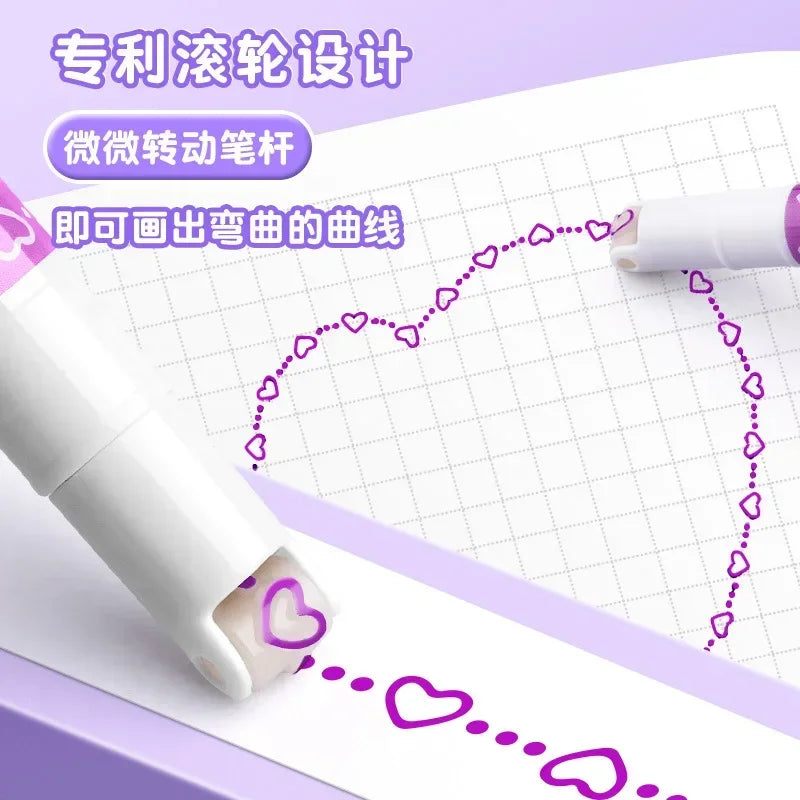 24/3 PCS Kawaii Flowers Line Shaped Highlighter Pens Roller Tip Curve Liner Marker for Writing Journaling Drawing Stationery