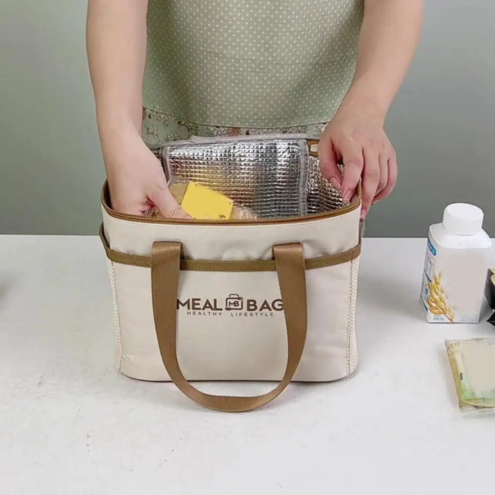 Large Capacity Tote Bento Insulated Lunch Bag Picnic Food Box Storage Ice Cooler Thermal Bag Portable Handheld Insulation Bags