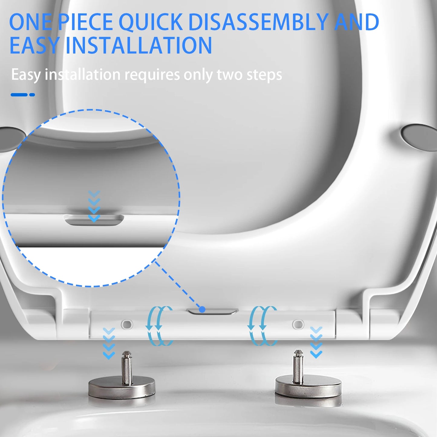 White Soft Close Toilet Seat with Quick Release for Easy Clean Toilet Seat with Adjustable Hinges Standard O Shape Toilet Seat