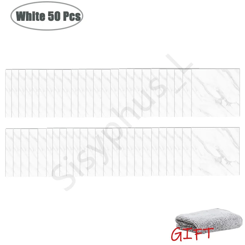 10-50Pcs PVC Marble Wall Stickers Self-Adhesive Thickened Tile Sticker Bathroom Waterproof Floor Sticker Kitchen Home Decoration