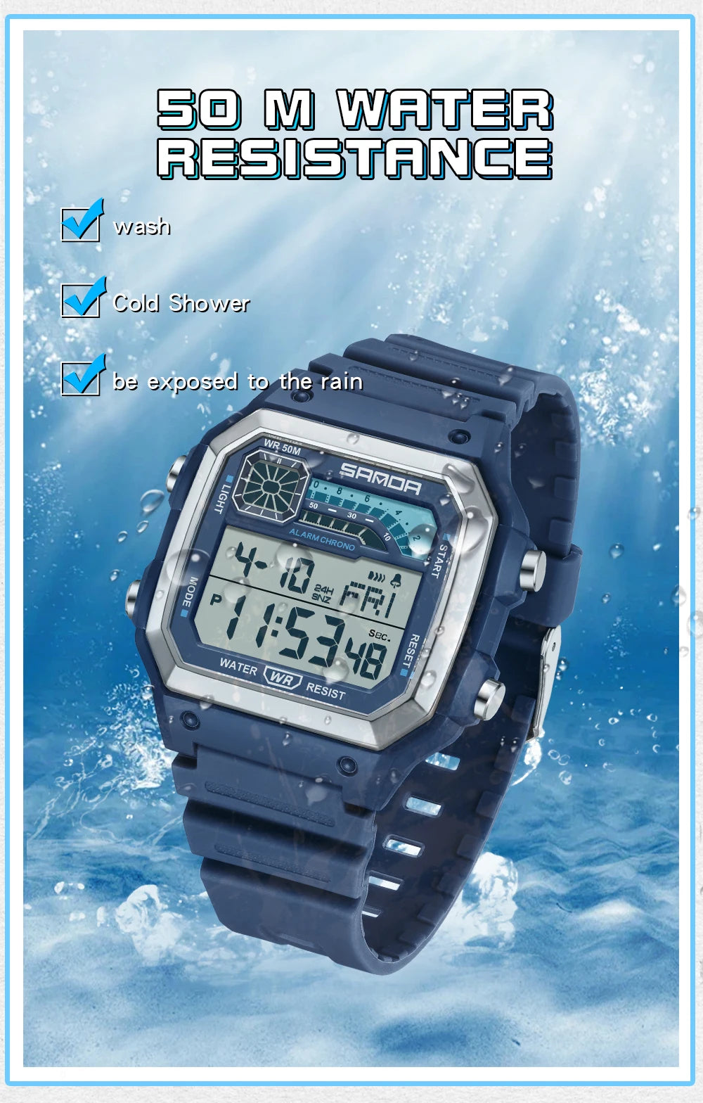 SANDA Outdoor Sport Electronic Watch Men Multifunction Watches Alarm Clock Chrono Waterproof LED Digital Double Time Watch