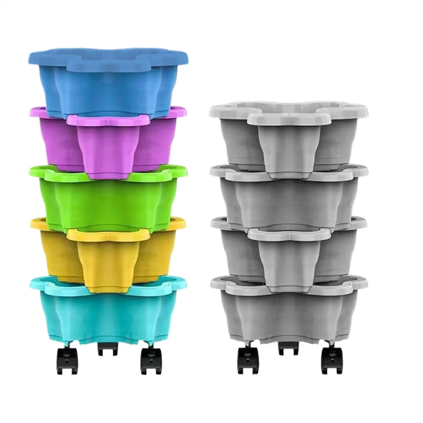 4/5 Tiers Flowerpot Vertical Tower, Stackable Flowerpot Multi-Layer Plastic Flower Pot for Garden Strawberry Tarts Potato Tarts
