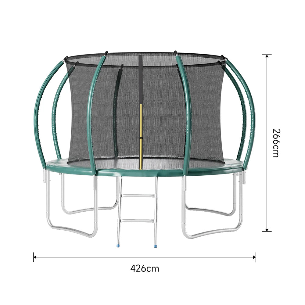 【Breeins】Outdoor Enclosure Trampoline with Ladder Exercise Workout Rebounder Sport Trampoline Handle Adults Jumping Training