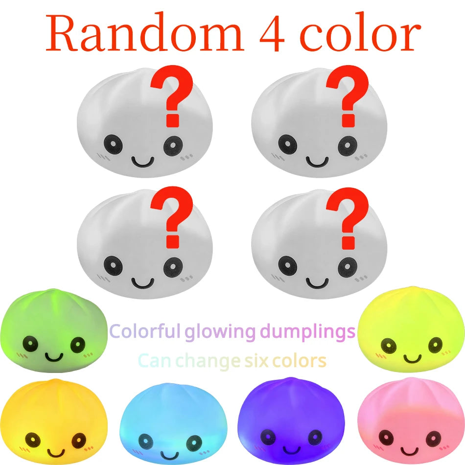 Healing silicone dumpling night light, pressable 6-color gradient LED light, office desktop stress relief gadget