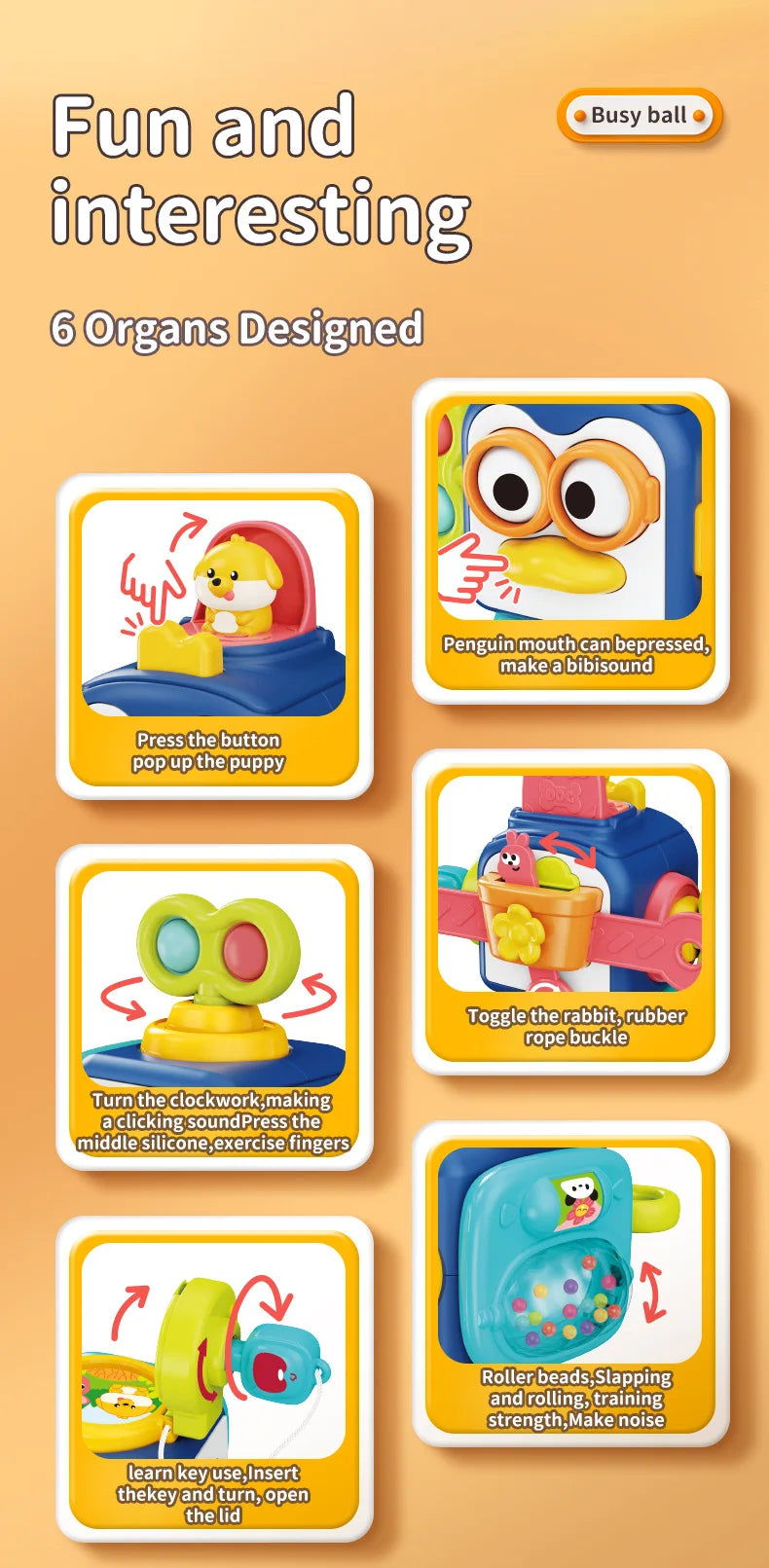 Baby Busy Board Cube Montessori Sensory Toys for Toddler Educational Learning Activities Travel Toy Lock Box Fine Motor Skill
