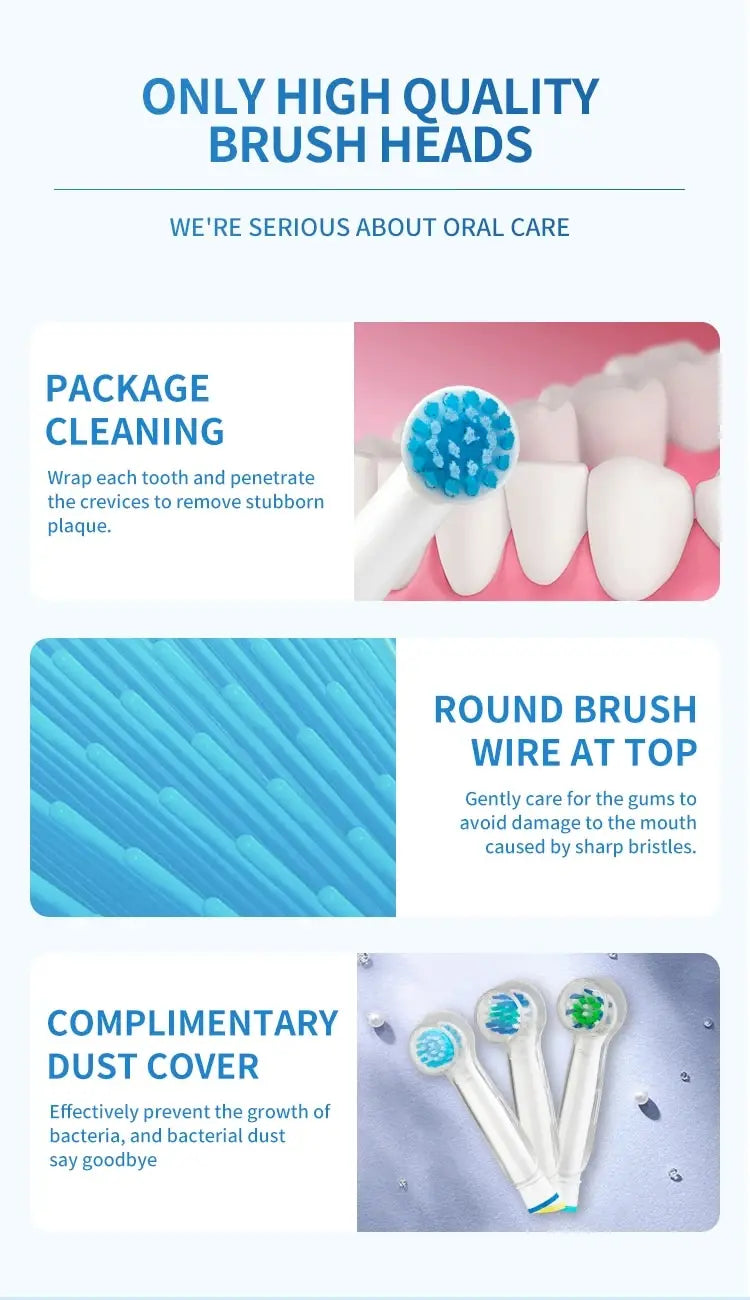8pcs Replacement Brush Heads For Oral-B Electric Toothbrush Advance Power/Vitality Precision Clean/Pro Health/Triumph/3D Excel
