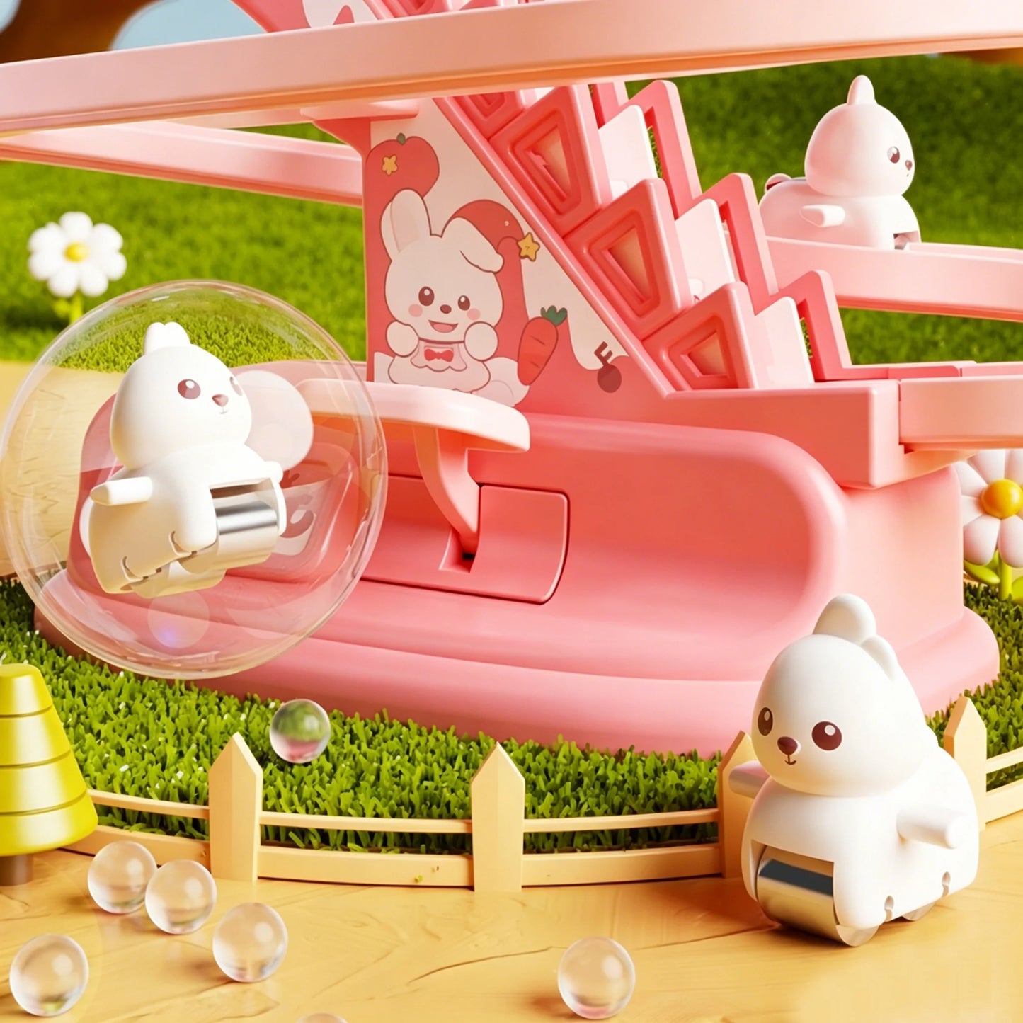 Manual Press Duck Track Slide Toy,Kids Hand Operated Stair Climbing Race Car Game, Educational Interactive Toy for Boys Girls