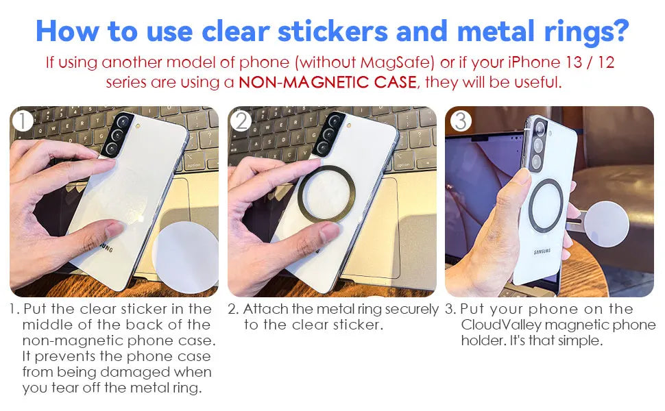 Magnetic Laptop Phone Holder Computer Monitor Side Cell Phone Slim& Foldable For iPhone 14/13/12 Series Case and All Phone
