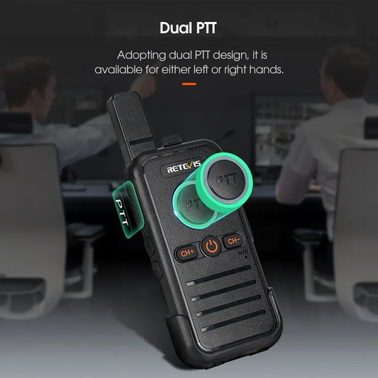 Retevis RB645 Walkie Talkie Dual PTT Professional Walkie-talkie Portable PMR446 Two Way Radio VOX USB C for Hotel Restaurant